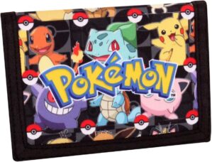 Pokemon Wallet for Boys and Girls, Kids Trifold Purse Canvas Wallets with Zip, Coin and Card Holder - Featuring Charmander & Pikachu