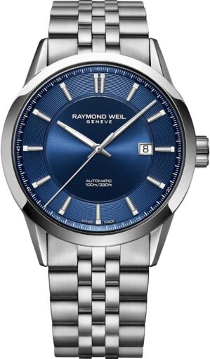 RAYMOND WEIL Freelancer Men's Automatic Watch, Blue Dial with Indexes, Stainless Steel Bracelet, 42 mm (Model: 2731-ST-50001)