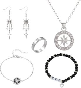 Stray Necklace Set SKZ Inspired Merch Bracelet Rings Stray Fans Earrings for Women Men