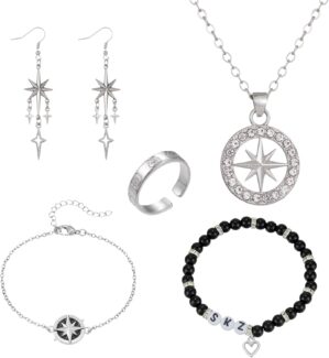 Stray Necklace Set SKZ Inspired Merch Bracelet Rings Stray Fans Earrings for Women Men
