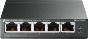 TP-Link TL-SF1005P | 5 Port Fast Ethernet PoE Switch | 4 PoE+ Ports @67W | Desktop | Plug & Play | Sturdy Metal w/ Shielded Ports | Fanless | Extend & Priority Mode
