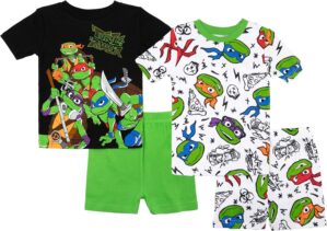 Teenage Mutant Ninja Turtles Boys' 4-Piece Snug-fit Cotton Pajama Set, Soft & Cute for Kids, TURTLE POWER, 4T