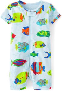 The Children’s Place Baby Boys’ and Newborn 100% Cotton Short Sleeve Zip Front One Piece Footless Pajamas