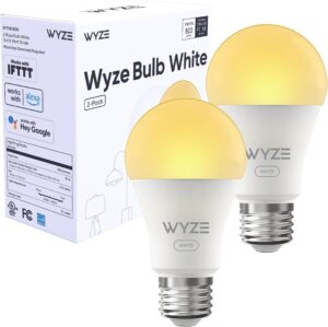 Wyze Bulb White, 800 Lumen, 90+CRI WiFi Tunable-White A19 Smart Light Bulb, Compatible with Alexa and Google Assistant, Two-Pack