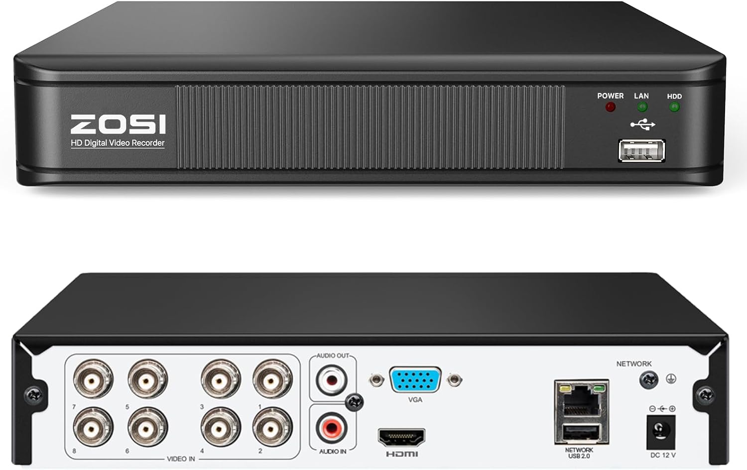 ZOSI H.265+ 8 Channel 5MP Lite 1080p CCTV DVR Recorder Without HDD, Hybrid Capability 4-in-1(Analog/AHD/TVI/CVI) Surveillance DVR for Security Camera, Remote Access, Motion Detection, Alert Push - Image 2