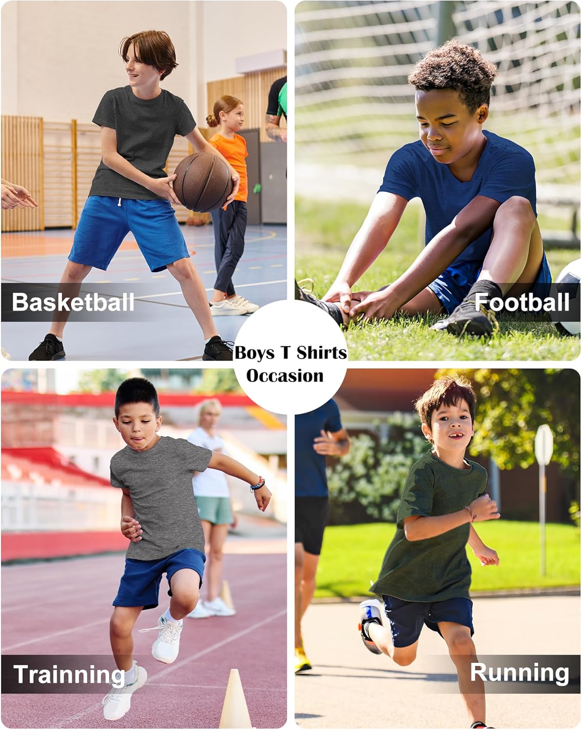 6 Pack Boys Athletic Shirts Youth Kids Quick Dry Moisture Wicking UPF 50+ Short Sleeve Active Performance T-Shirts - Image 5