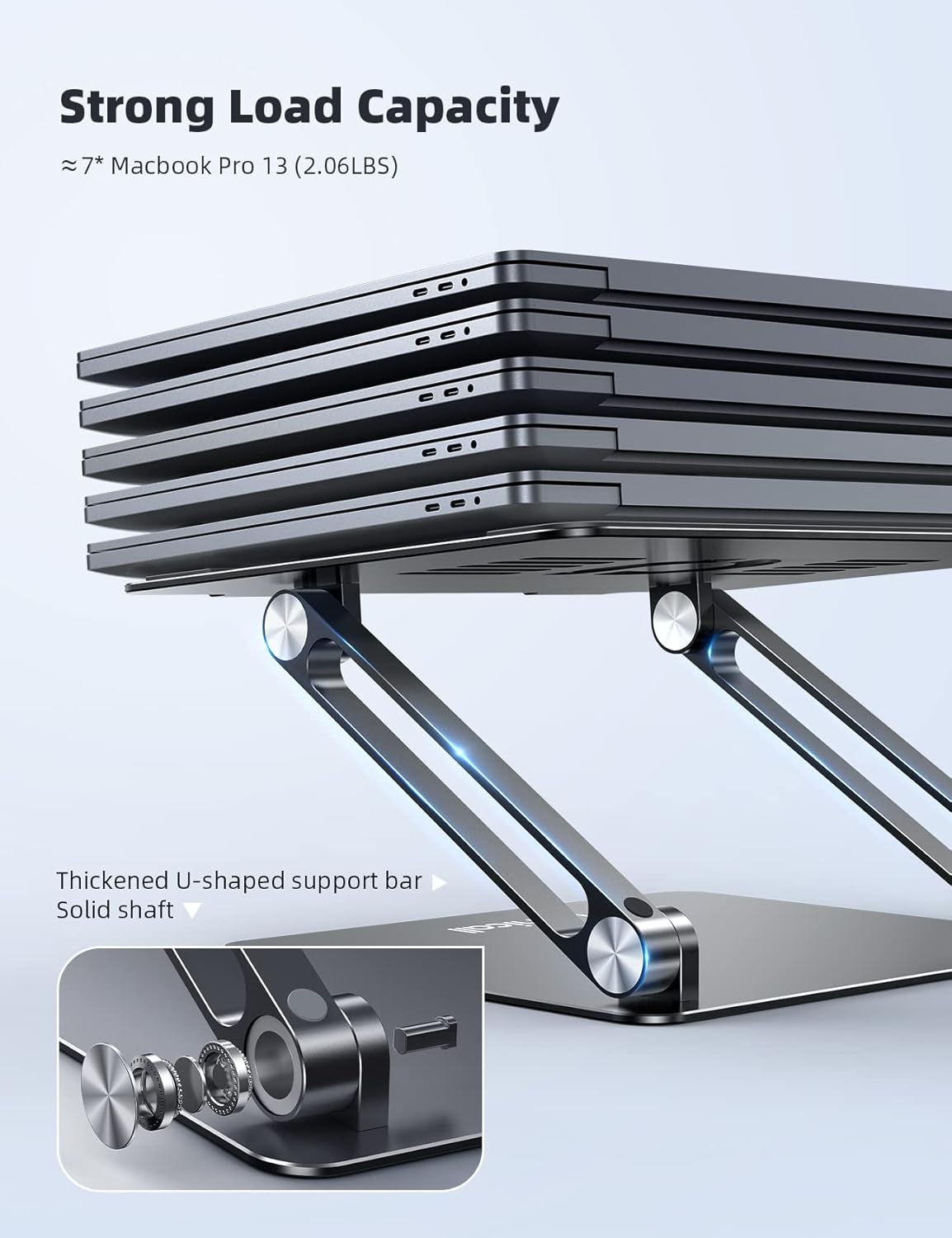 Lamicall Adjustable Laptop Stand, Portable Laptop Riser, Aluminum Laptop Stand for Desk Foldable, Ergonomic Computer Notebook Stand Holder for MacBook Air Pro, Dell XPS, HP (10-17.3'') - Black - Image 5