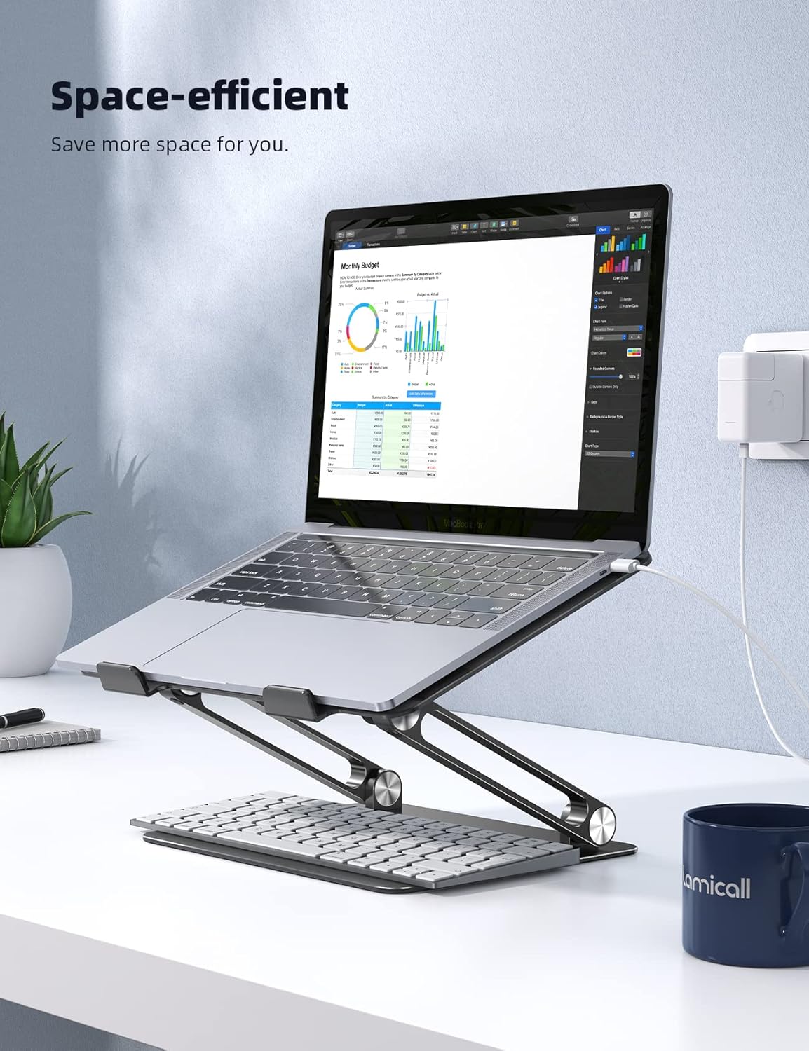 Lamicall Adjustable Laptop Stand, Portable Laptop Riser, Aluminum Laptop Stand for Desk Foldable, Ergonomic Computer Notebook Stand Holder for MacBook Air Pro, Dell XPS, HP (10-17.3'') - Black - Image 6