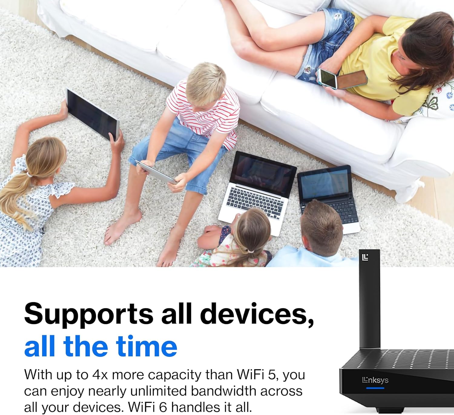 Linksys Mesh Wifi 6 Router, Dual-Band, 1,700 Sq. ft Coverage, 25+ Devices, Speeds up to (AX1800) 1.8Gbps - MR7350 - Image 4