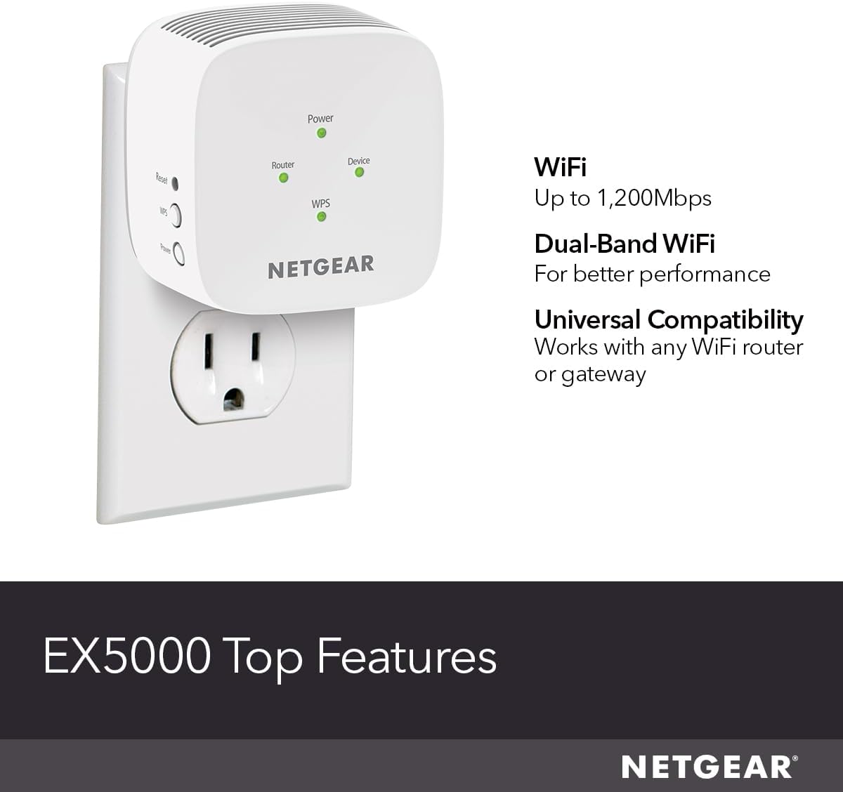 NETGEAR WiFi Mesh Range Extender (EX5000) - Covers up to 1,000 sq.ft. and 15 Devices with AC1200 Dual Band Wireless Signal Booster & Repeater (up to 1200 Mbps Speed) – Compact Wall Plug Design - Image 6
