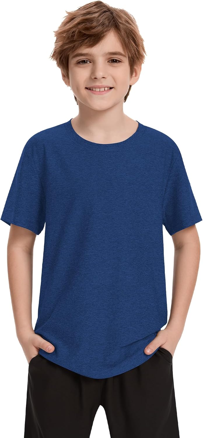 6 Pack Boys Athletic Shirts Youth Kids Quick Dry Moisture Wicking UPF 50+ Short Sleeve Active Performance T-Shirts - Image 2