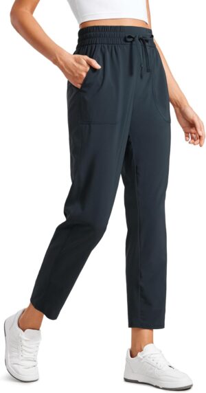 CRZ YOGA Lightweight Ankle Pants for Women 7/8 Casual Lounge Travel Work Trousers with Pockets