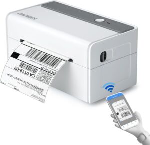 JADENS Bluetooth Thermal Label Printer -Wireless Shipping Label Printer for Small Businesses & Package, USPS, Etsy, Amazon, Compatible with iPhone, Windows, Android, 4x6, Label Maker, White