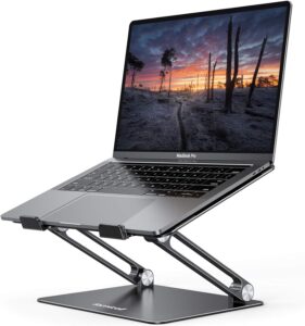 Lamicall Adjustable Laptop Stand, Portable Laptop Riser, Aluminum Laptop Stand for Desk Foldable, Ergonomic Computer Notebook Stand Holder for MacBook Air Pro, Dell XPS, HP (10-17.3”) – Black