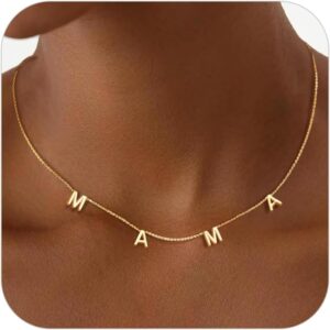 Mama Necklaces for Women, Mother's Day Gifts for Mom, 14K Gold Plated Dainty Necklace Non Tarnish Jewelry, Gifts for New Mom