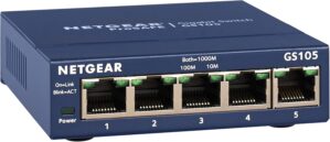 NETGEAR 5-Port Gigabit Ethernet Unmanaged Switch (GS105NA) - Desktop or Wall Mount, and Limited Lifetime Protection Gray