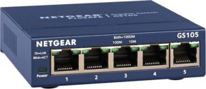 NETGEAR 5-Port Gigabit Ethernet Unmanaged Switch (GS105NA) – Desktop or Wall Mount, and Limited Lifetime Protection Gray