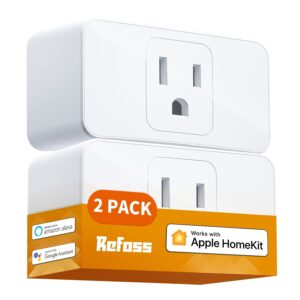 Refoss Smart Plug WiFi Outlet Work with Apple HomeKit, Siri, Alexa, Google Home, Smart Socket with Timer Function, Remote Control, No Hub Required, 15A, 2 Pack