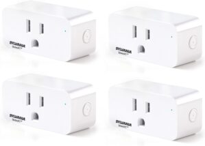 SYLVANIA Wifi Smart Plug, Voice Control, Compatible with Alexa and Google Home, Timer, On/Off, White - 4 Pack (75703)