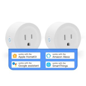 Smart Plug Mini HomeKit, Smart WiFi Outlet Support Apple HomeKit, Alexa and Google Assistant Voice Control Socket with Timer Schedule and Group Control Apple MFi Certified No Hub Required 2 Pack