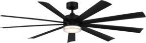Wynd XL Smart Indoor and Outdoor 9-Blade Ceiling Fan 72in Matte Black with 3000K LED Light Kit and Remote Control works with Alexa, Google Assistant, Samsung Things, and iOS or Android App