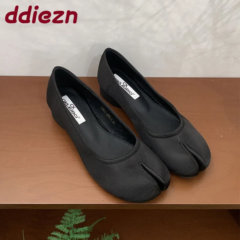 Fashion Silk Footwear Low Heel Pumps Shoes For Women 2025 New Strange Toe Female Shallow Ladies Heeled Slip On Shoes
