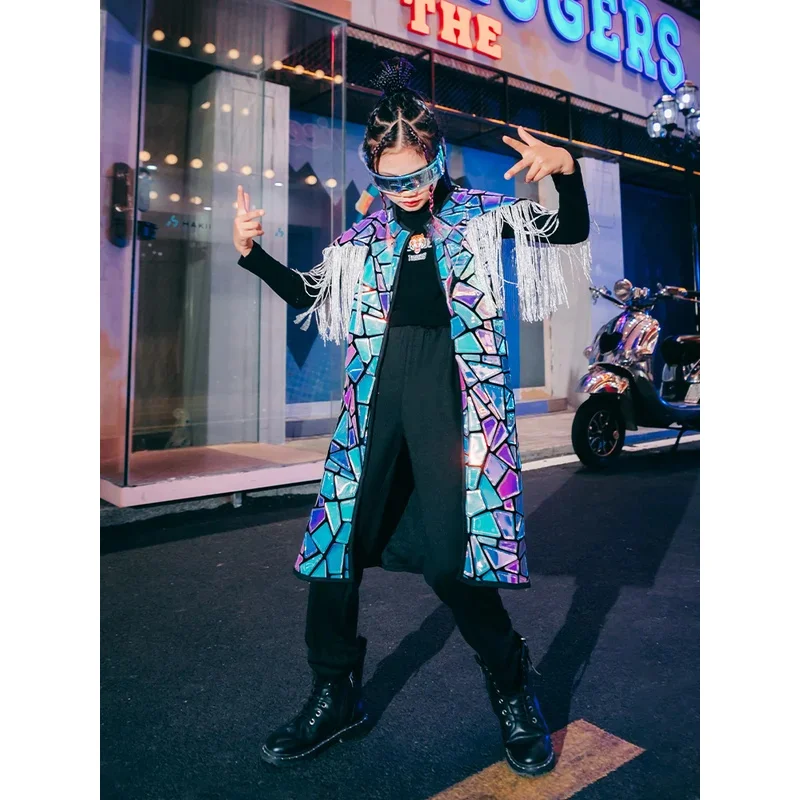 ZZL Urban Dance Girl Costume Children K-pop Hip-hop Outfits Catwalk Performance Clothing Model Fashion Kids Jazz Dance Suit