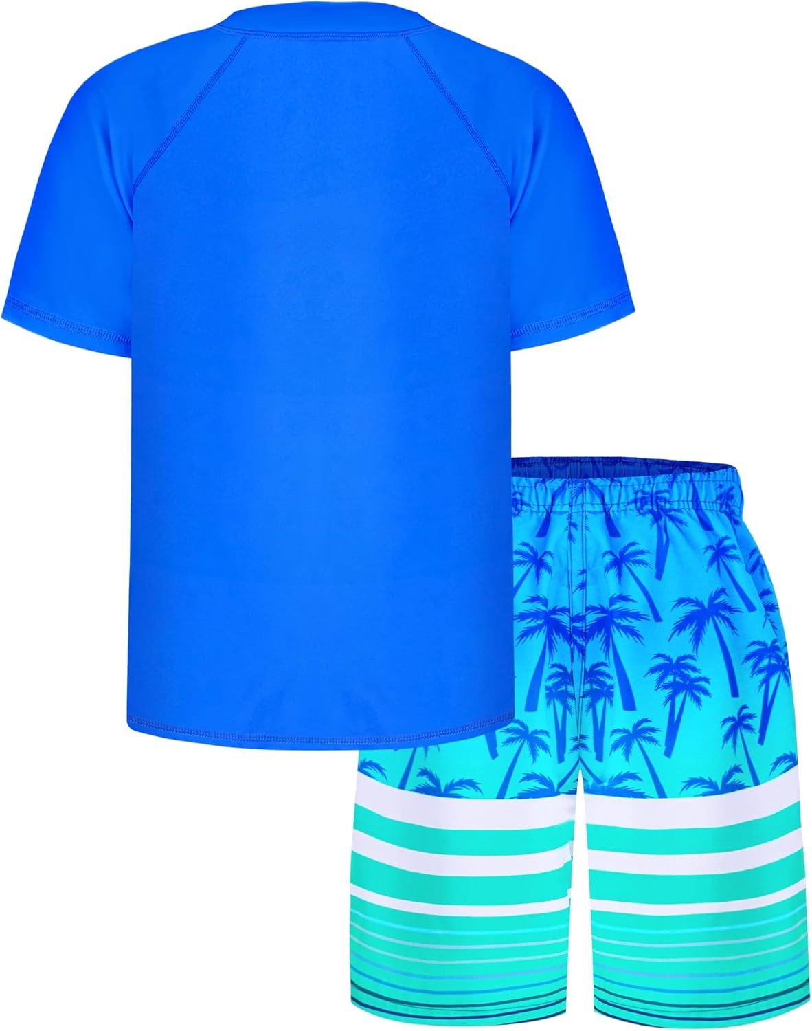 Boys Two Piece Rash Guard and Swim Trunks Outfit Set Kids Short Sleeve Swimsuit - Image 3