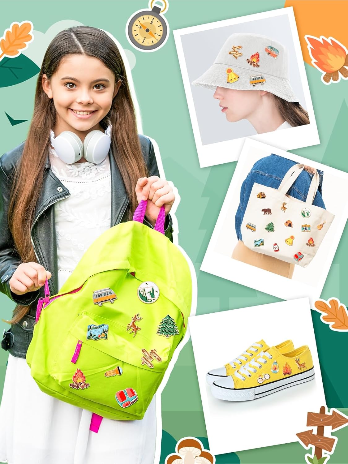 JUNEBRUSHS 28 pcs Camping Enamel Funny Outdoors Adventure Brooch Pins Lapel Pins for Camping Adventure Birthday Party Decorations Gift Supplies Clothes Backpacks Decor Accessories - Image 5