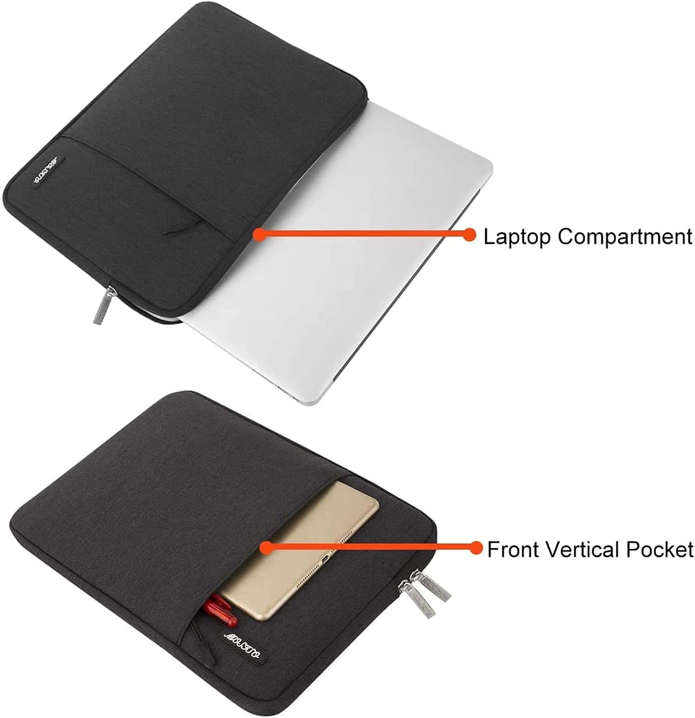 MOSISO Laptop Case 16 inch, 15-15.6 inch Laptop Sleeve Compatible with MacBook Pro 16 M4 M3 M2 M1, HP Acer Dell Lenovo ASUS Notebook, Polyester Vertical Computer Sleeve Bag with Pocket, Black - Image 4