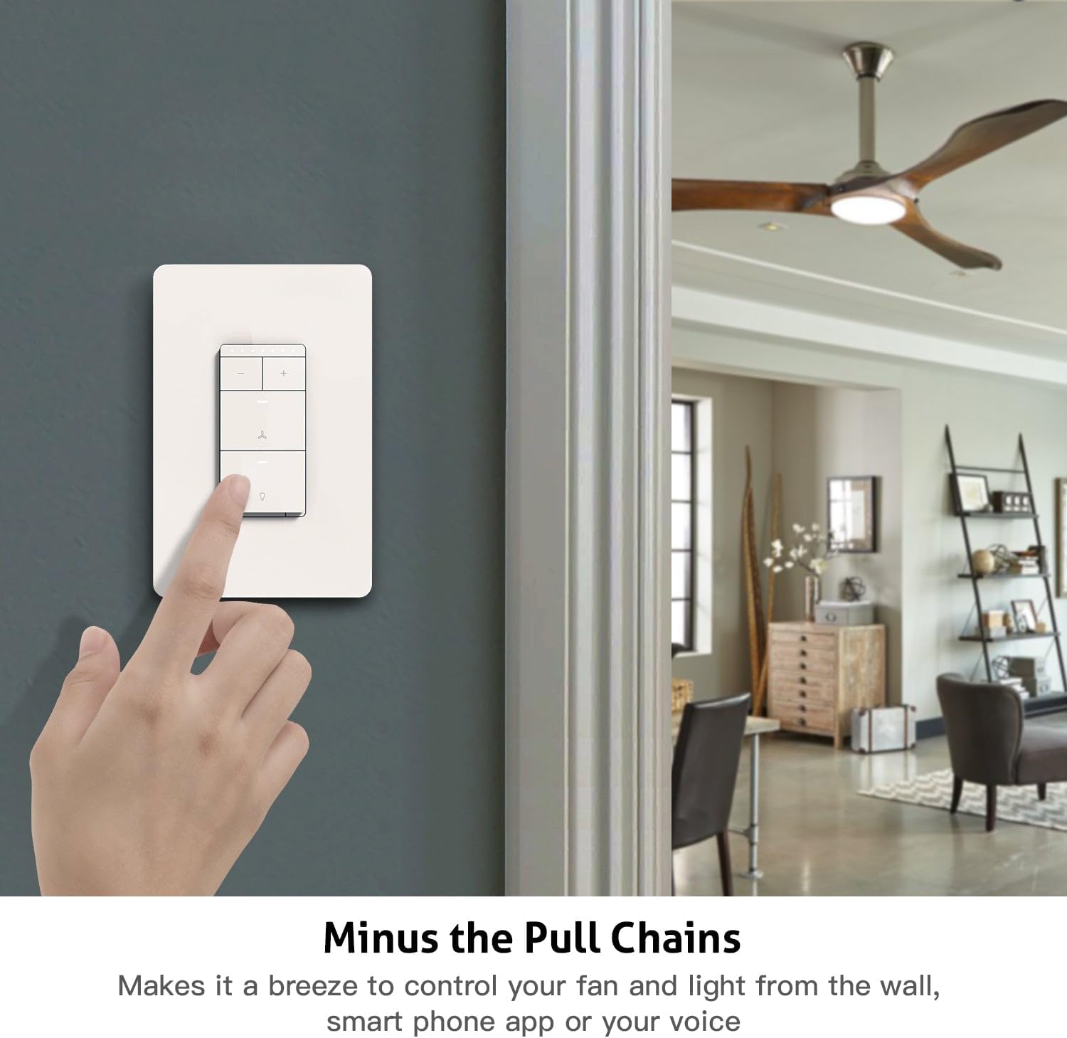 TREATLIFE Smart Ceiling Fan Control and Dimmer Light Switch, 2.4GHz WiFi Only, Neutral Wire Required, Single Pole Fan & Light Switch Combo, Works with Alexa, Google Home & SmartThings, Remote Control - Image 6