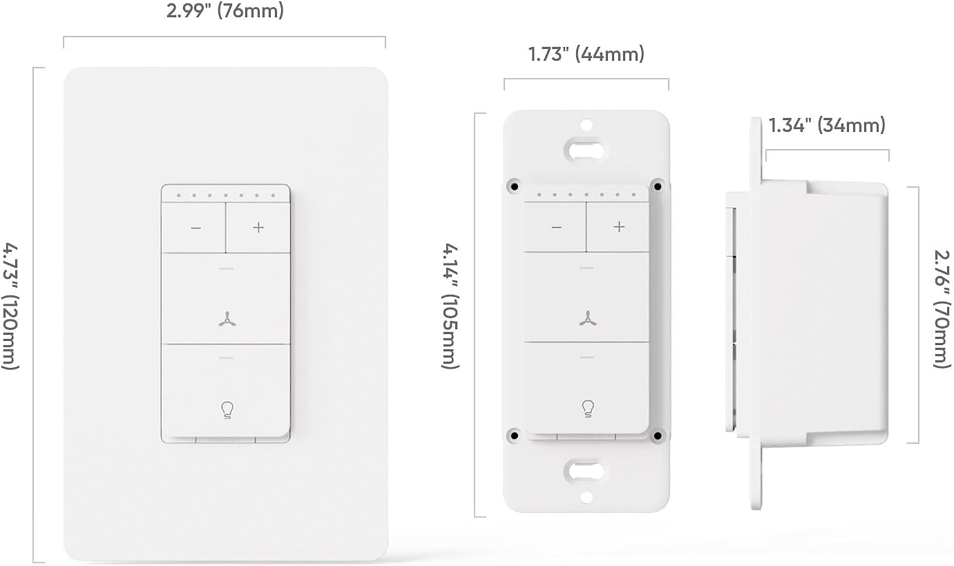 TREATLIFE Smart Ceiling Fan Control and Dimmer Light Switch, 2.4GHz WiFi Only, Neutral Wire Required, Single Pole Fan & Light Switch Combo, Works with Alexa, Google Home & SmartThings, Remote Control - Image 9