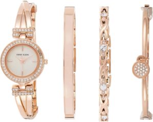 Anne Klein Women's Premium Crystal Accented Bangle Watch and Bracelet Set, AK/2238