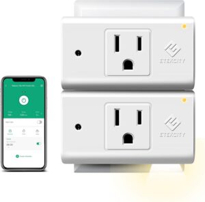 Etekcity ESW15 WiFi Energy Monitoring Smart Plug, Works with Alexa and Google Home, Compact Size, 15 Amp, White, 2 Pack