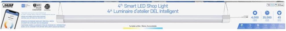 Feit Electric 4 ft. Smart WiFi 45-Watt LED Shop Light, No Hub Required, Alexa or Google Assistant, 3000K/4000K/5000K Color Temperature CCT Changing, SHOP/4/CCT/AG - Image 2