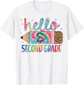 Hello Second Grade Pencil Tie Dye Back To School 2nd Grade T-Shirt