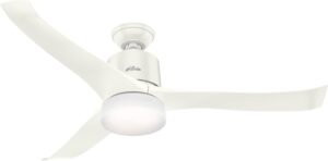 Hunter Fan Company, 59222, 54 inch Wi-Fi Symphony Fresh White Ceiling Fan with LED Light Kit and Handheld Remote, Smart Fan, Matte Nickel finish