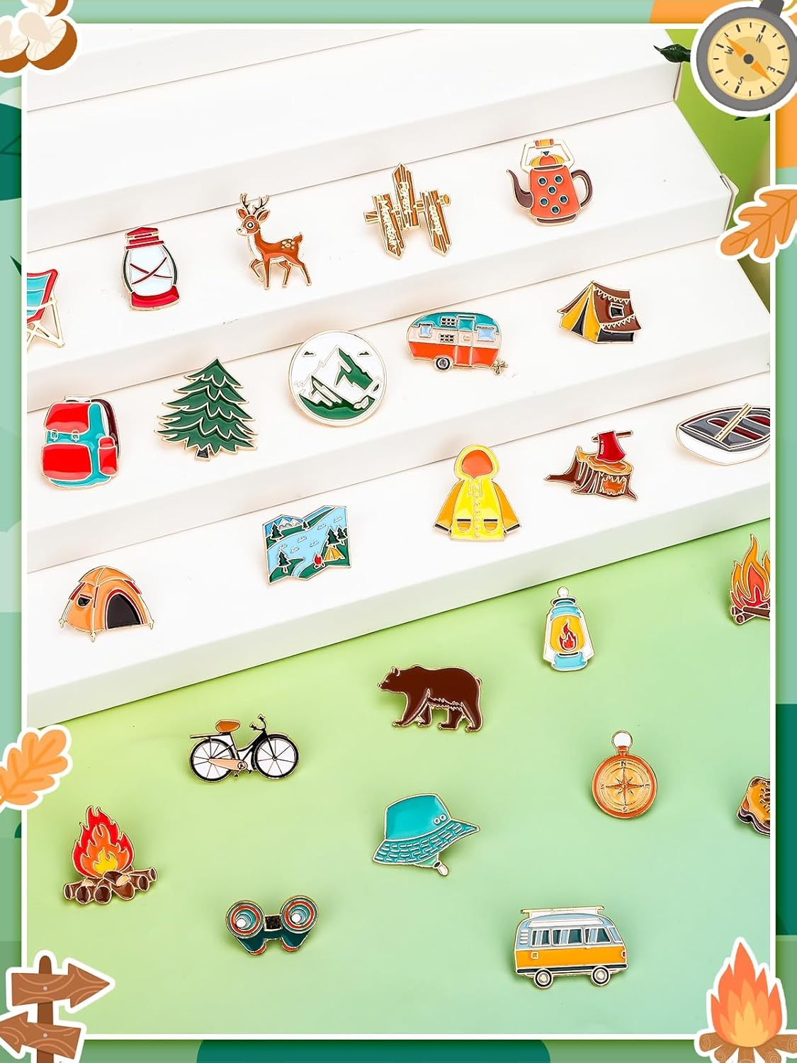 JUNEBRUSHS 28 pcs Camping Enamel Funny Outdoors Adventure Brooch Pins Lapel Pins for Camping Adventure Birthday Party Decorations Gift Supplies Clothes Backpacks Decor Accessories - Image 2