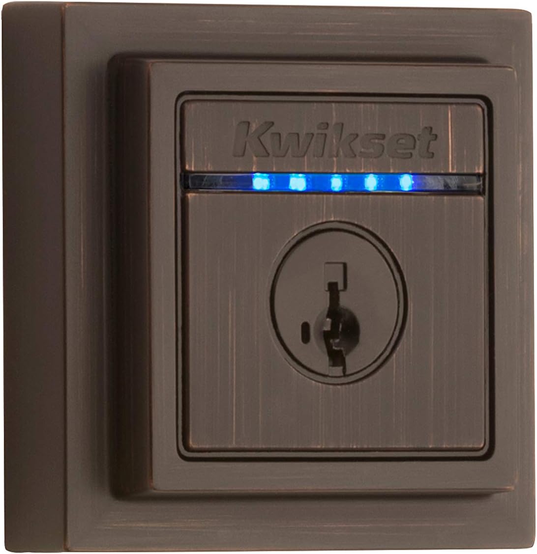 Kwikset 99250-209 Kevo Contemporary Touch-to-Open Bluetooth Smart Square Door Lock Deadbolt Featuring SmartKey Security, Venetian Bronze