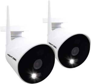 Night Owl AC Powered 1080p HD Wi-Fi IP Indoor/Outdoor Camera with 100 ft. of Night Vision, 2-Way Audio, Built-in Spotlight, Wide Viewing Angle and Free Remote Viewing App, 2-Pack