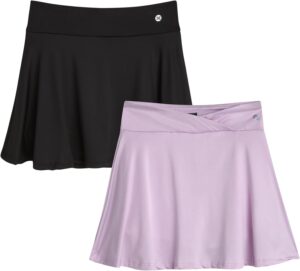 RBX Girls' Active Skirt - 2 Pack Pleated Athletic Performance Scooter Skort - Tennis Golf Skirt with Bike Short Lining (7-16)