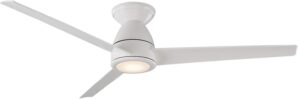 Tip Top Smart Indoor and Outdoor 3-Blade Flush Mount Ceiling Fan 52in Matte White with 3000K LED Light Kit and Remote Control works with Alexa, and iOS or Android App