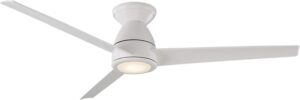 Tip Top Smart Indoor and Outdoor 3-Blade Flush Mount Ceiling Fan 52in Matte White with 3000K LED Light Kit and Remote Control works with Alexa, and iOS or Android App