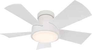 Vox Smart Indoor and Outdoor 5-Blade Flush Mount Ceiling Fan 38in Matte White with 3000K LED Light Kit and Remote Control works with Alexa, Google Assistant, Samsung Things, and iOS or Android App