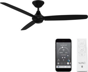 WAC Smart Fans Blitzen Indoor and Outdoor 3-Blade Smart Home Ceiling Fan 54in Matte Black with Remote Control works with Alexa and iOS or Android App (NO LED LIGHT KIT)