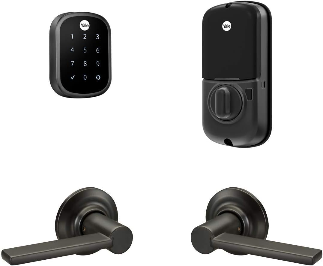Yale Assure Lock SL, Wi-Fi Smart Lock with Valdosta Lever - Works with the Yale Access App, Amazon Alexa, Google Assistant, HomeKit, Phillips Hue and Samsung SmartThings, Black Suede