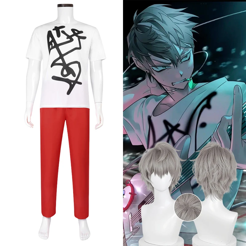 Alien Stage Till Cosplay Costume Wig Tshirt Red Pants Costume Fancy Party Clothing Anime Halloween Carnival Uniform Men Women