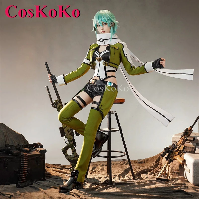 CosKoKo Asada Shino Cosplay Costumes Game Sword Art Online Gorgeous Elegant Combat Uniforms Halloween Party Role Play Clothing