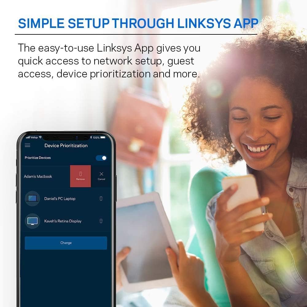 Linksys EA7300 – Router WiFi 5 Mesh AC1750 Dual Band, MU-MIMO, 4 Porte Gigabit, Ideale Per Gaming E Streaming 4K
