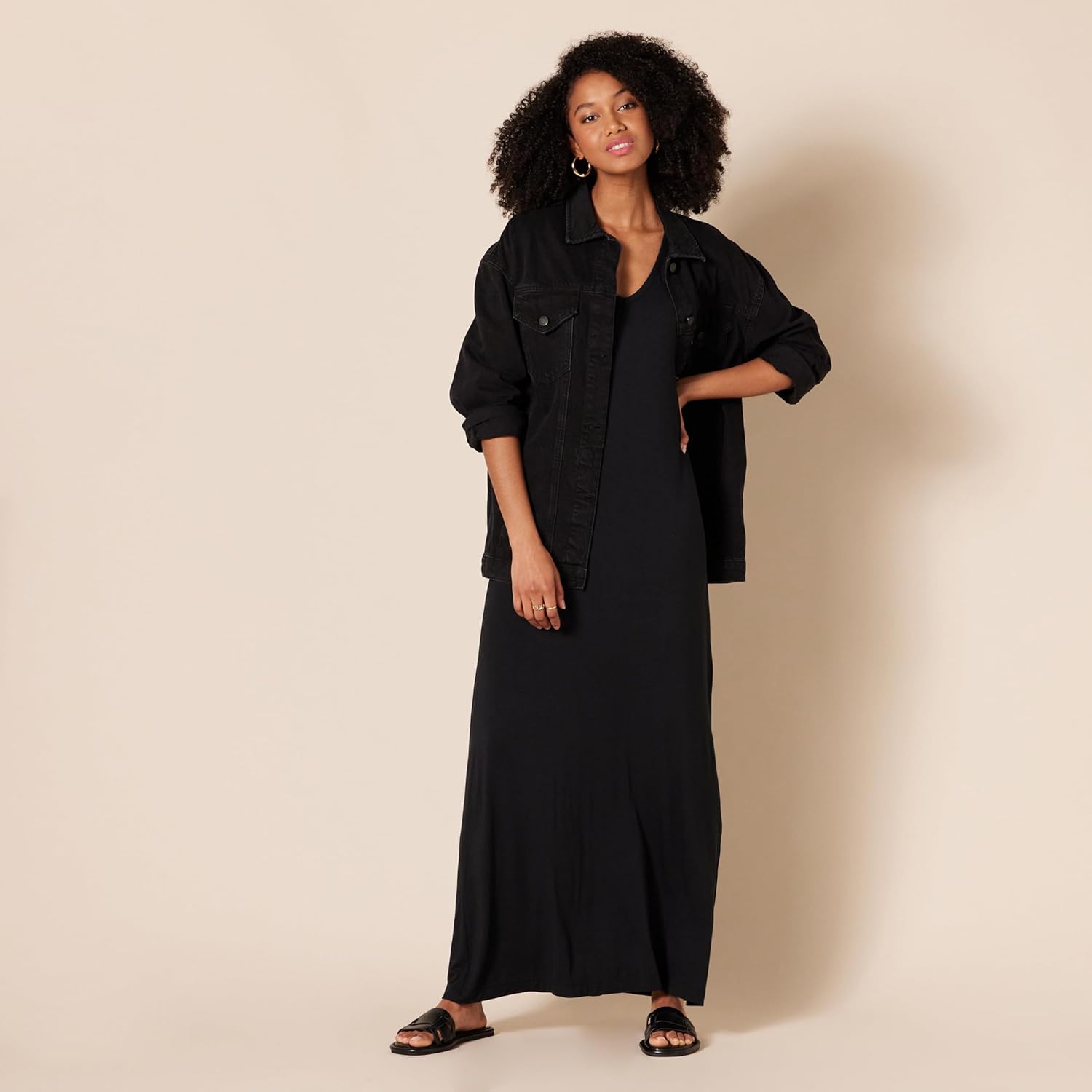 Amazon Essentials Women's Side-Slit Jersey V-Neck Maxi Length Dress - Image 4